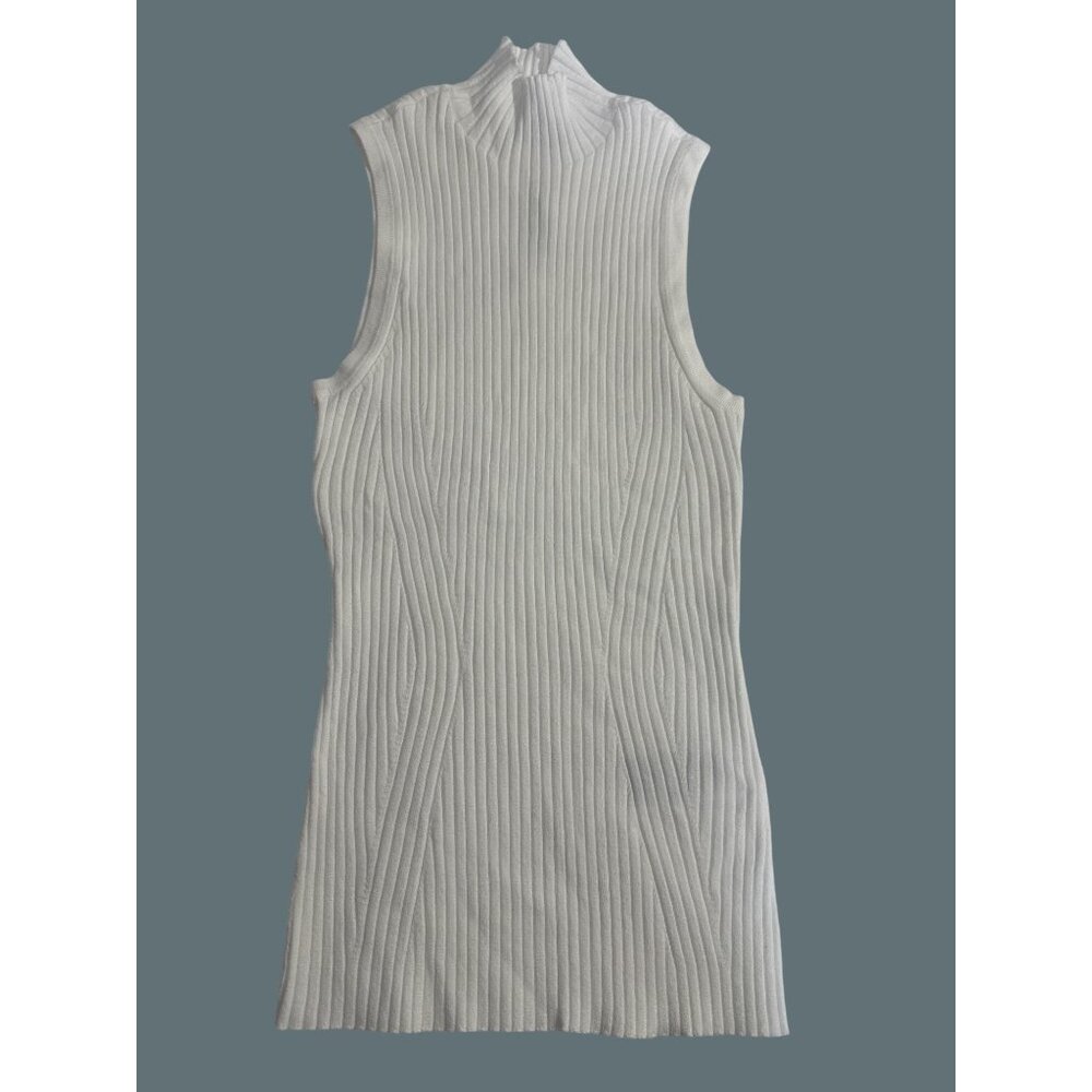 Madewell Tank Sweater White Knit Ribbed Sleeveless Mock Neck Sleeveless Top XXS - Picture 6 of 13